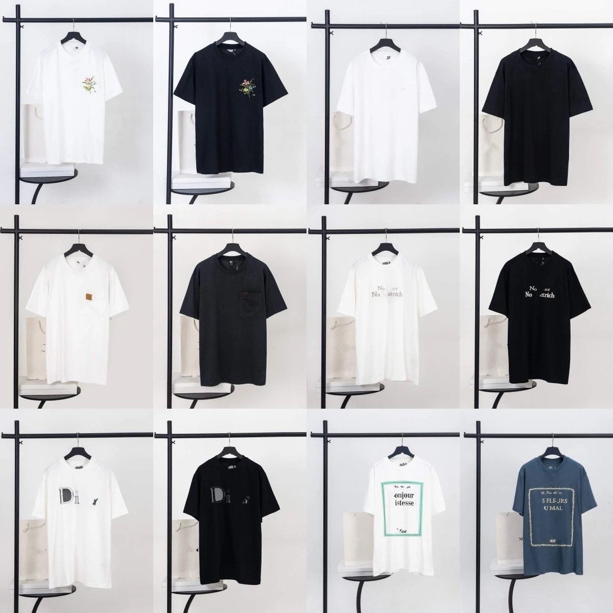 Design Patchwork Graphic T-Shirt White Tops.t Shirts - 3