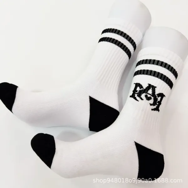 Amiri Logo Stripe Socks White / Black - 9