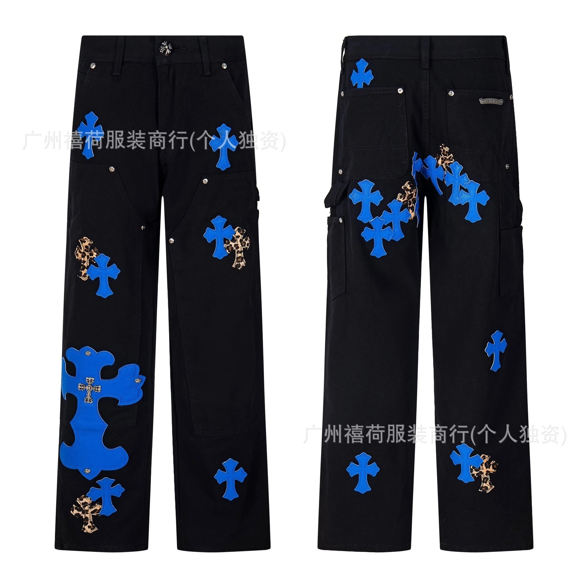 Chrome Hearts Cross Patchwork Cargo Pants Black - 1