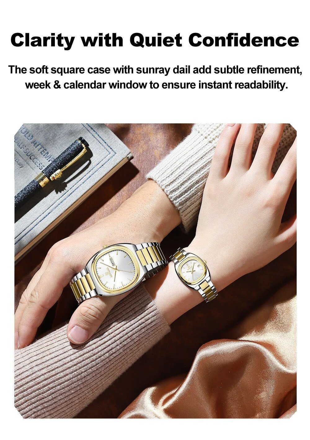 Design Reward Classic Oval Silver Watch with Champagne Dial Watches - 4