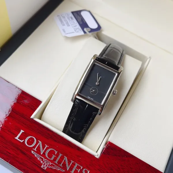 Longines DolceVita Black Dial Stainless Steel Watch with Black Alligator Strap Watches - 1