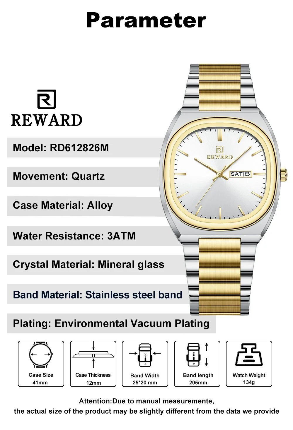 Design Reward Classic Oval Silver Watch with Champagne Dial Watches - 9