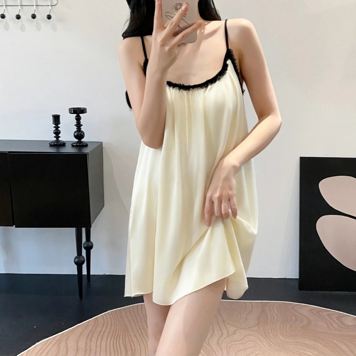 Design Lace-Trimmed Satin Slip Dress in Lilac Sleepwear - 5
