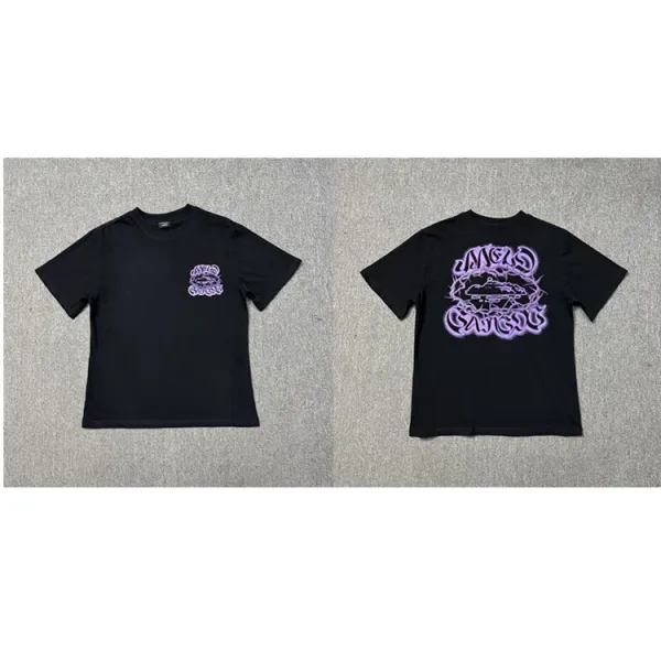 Design Graphic Print Purple Logo Black T-Shirt - 1
