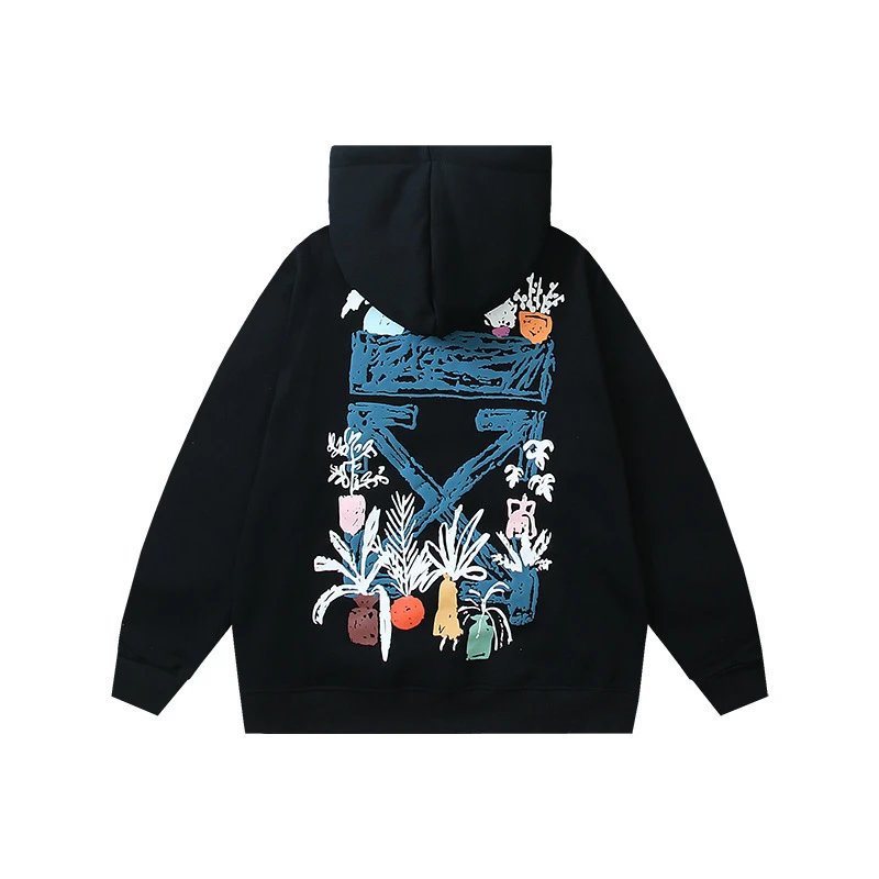 Off-White Garden Print Hoodie Black