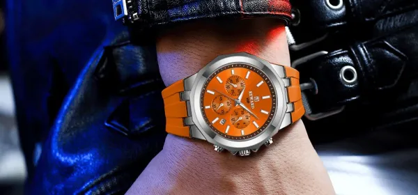 Design Reward VIP Chronograph Blue Silicone Strap Watch Watches - 17