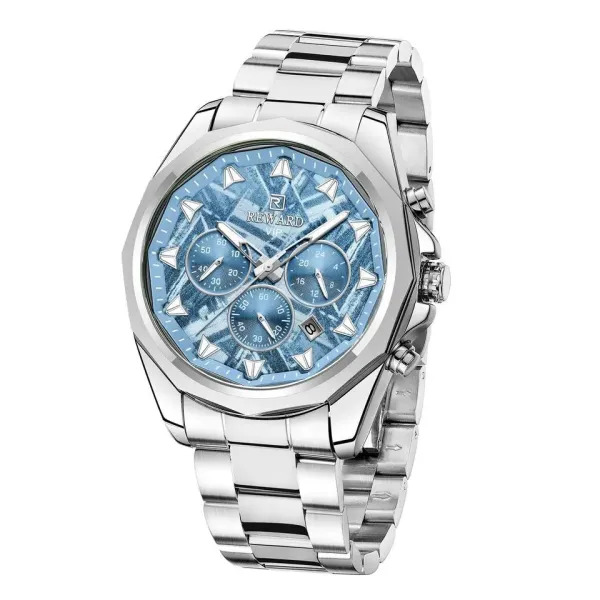 Design Reward VIP Chronograph Blue Marble Stainless Steel Watch Watches - 1
