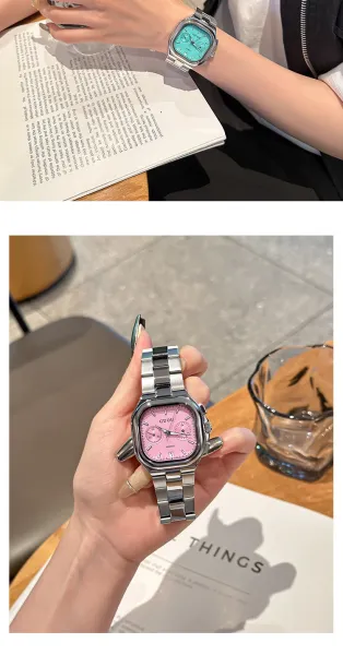 Design GUOU Chronograph Watch Burgundy Dial Silver Stainless Steel Watch Watches - 19