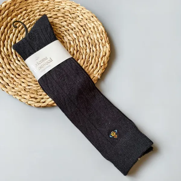 Vivienne Westwood Orb Logo Cable Knit Socks Black - 1