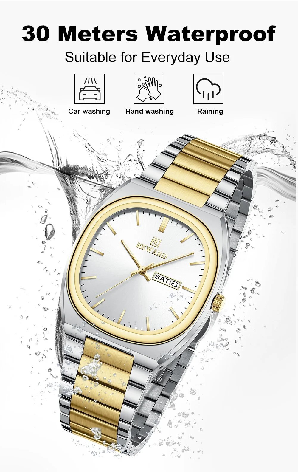 Design Reward Classic Oval Silver Watch with Champagne Dial Watches - 13
