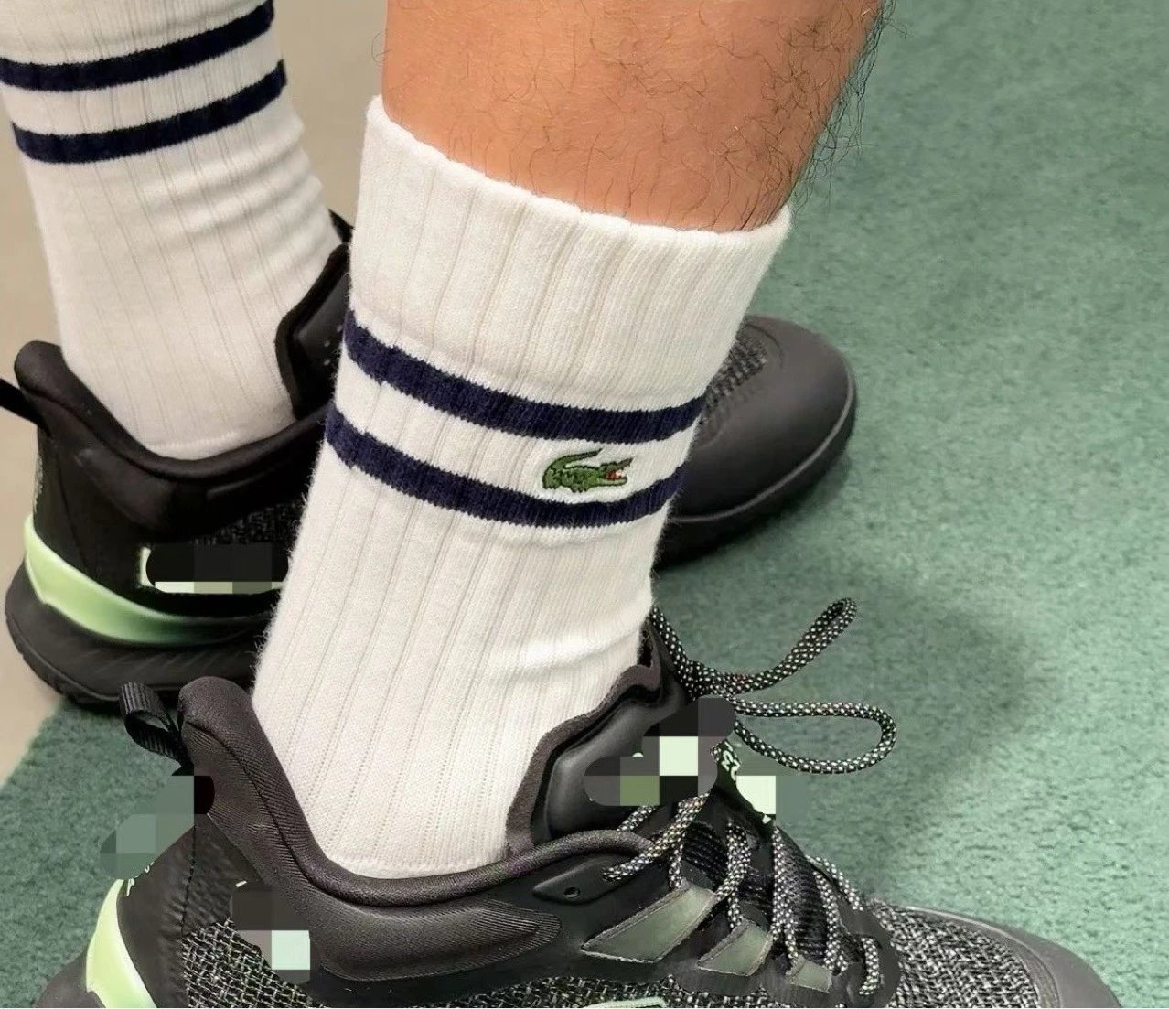 Lacoste Sport Stripe Crew Socks Green and White - 5