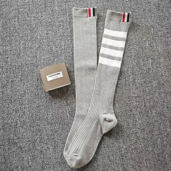 Thom Browne Four-Bar Stripe Knee-High Socks Gray - 1