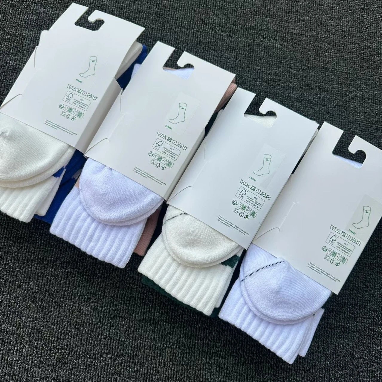 Lacoste Sport Stripe Crew Socks Green and White - 4