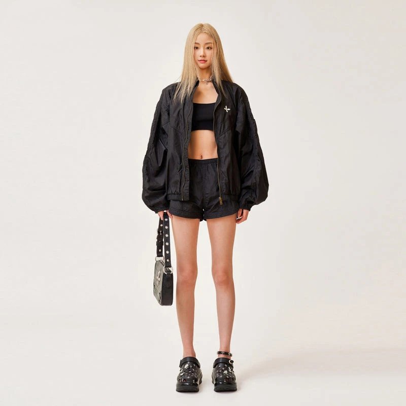 Design Cross Logo Windbreaker Black Jacket - 4