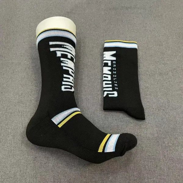 Design Memphis Grizzlies Socks Black White Blue Yellow Socks - 1
