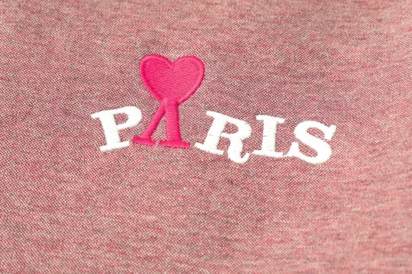 Design Paris Heart Embroidered Crewneck T-Shirt Mauve - 12