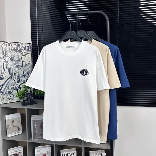 Design Embroidered Logo Oversized T-Shirt Beige - 6