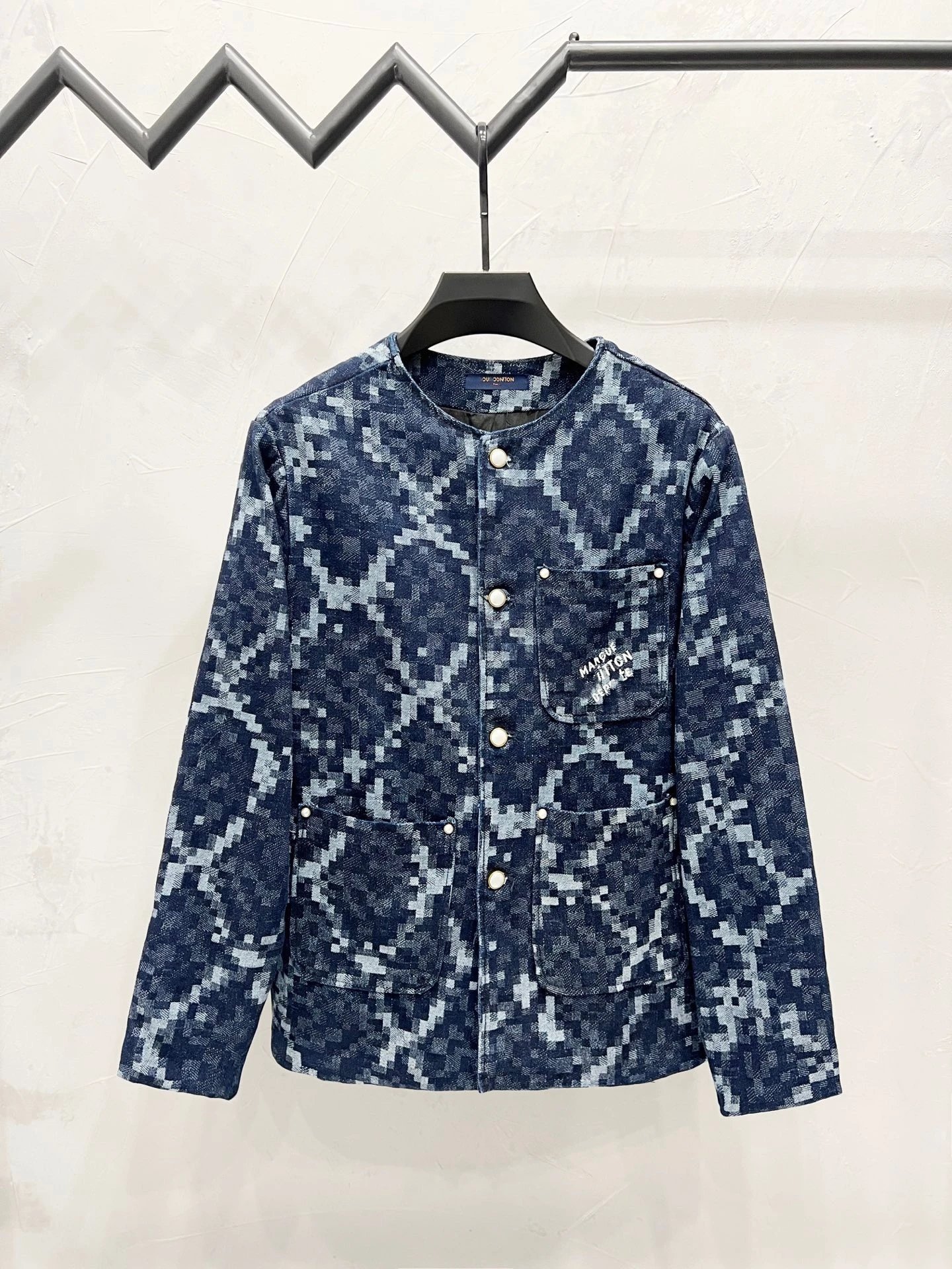 Design Patchwork Denim Jacket Light Blue Multicolor - 31