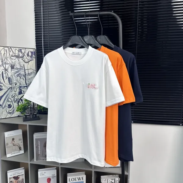 Design Embroidered Logo Oversized T-Shirt Beige - 9