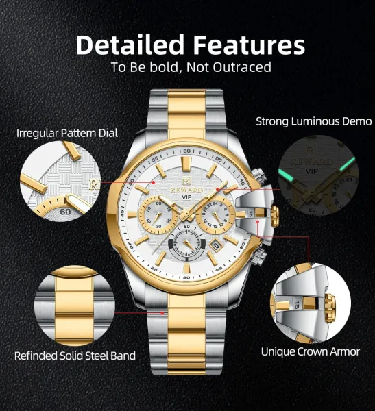 Design Reward VIP Chronograph Navy Blue and Rose Gold Watch Watches - 6