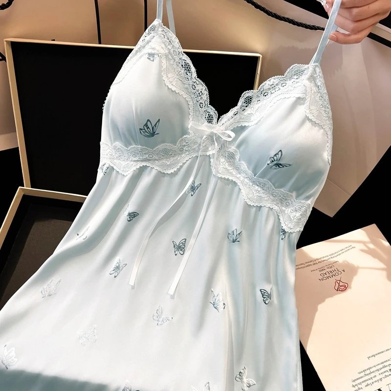 Design Butterfly Lace Chemise in Mint Green Sleepwear - 12