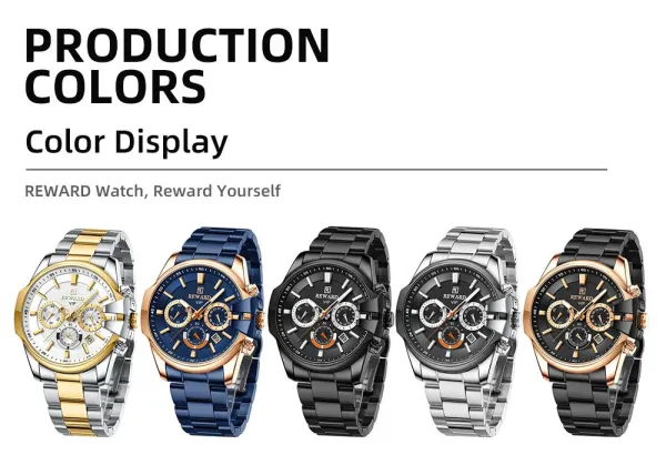 Design Reward VIP Chronograph Navy Blue and Rose Gold Watch Watches - 9