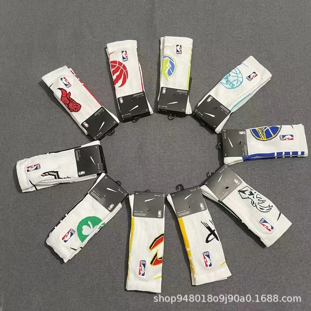 NBA Logo Crew Socks White - 4