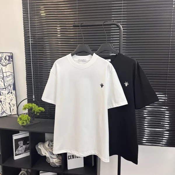 Design Embroidered Logo Oversized T-Shirt Beige - 40