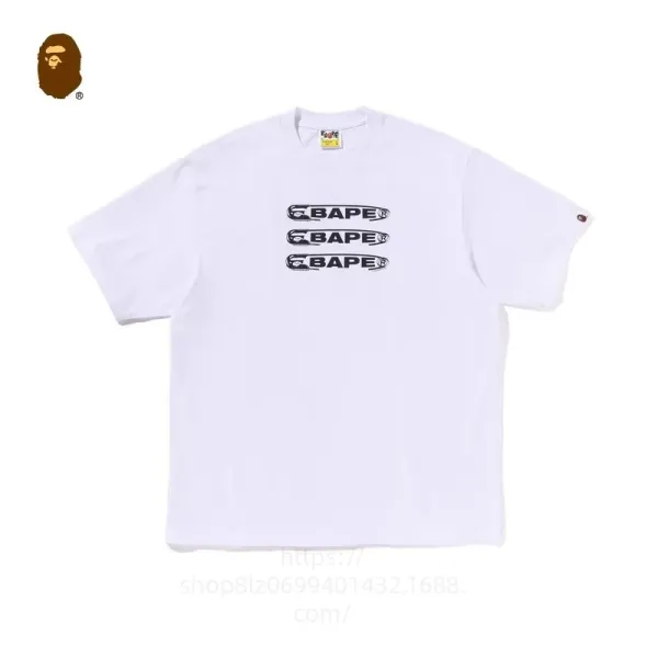 A Bathing Ape Triple Logo White T-Shirt - 1