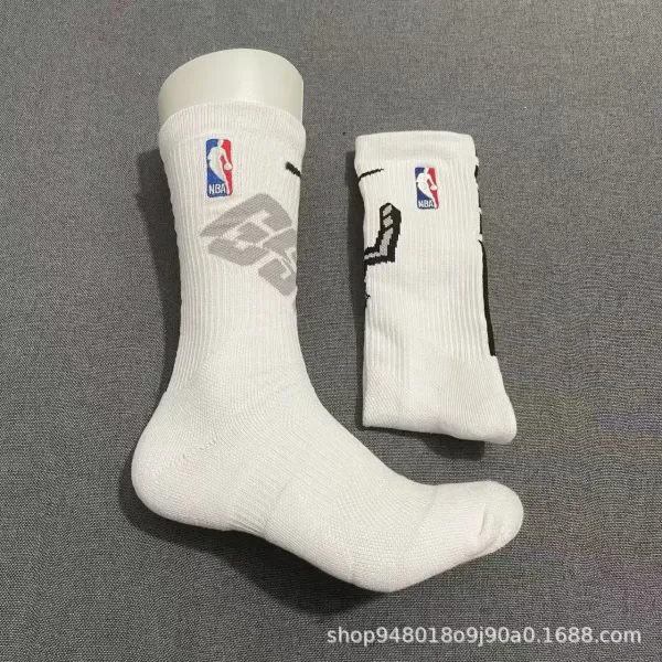 NBA Logo Crew Socks White - 1