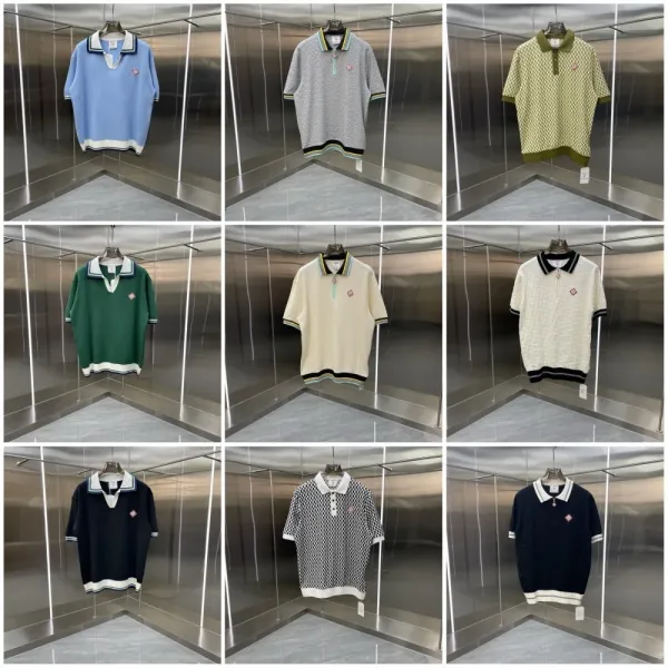 Casablanca Casa Blanca Checkerboard Polo Olive Green Tops.polo - 7