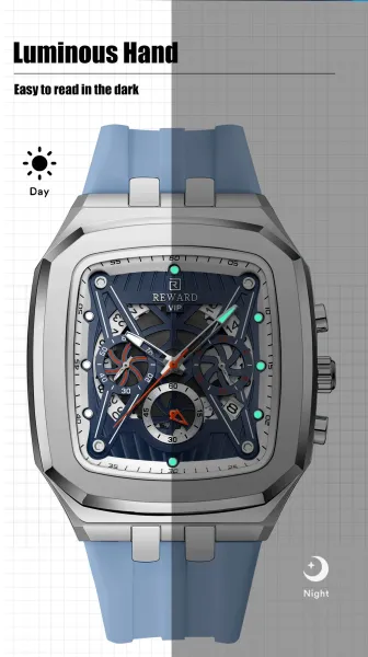 Design Reward VIP Chronograph Burgundy and Black Mechanical Watch Watches - 9