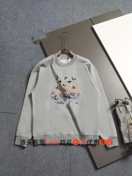 Design Embroidered Graphic Sweatshirt Gray Hoodie - 1