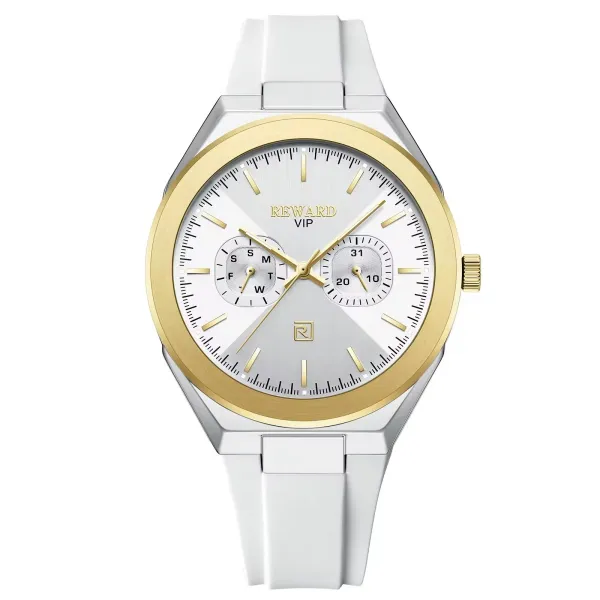 Design Reward VIP Chronograph White and Gold Quartz Watch Watches - 1