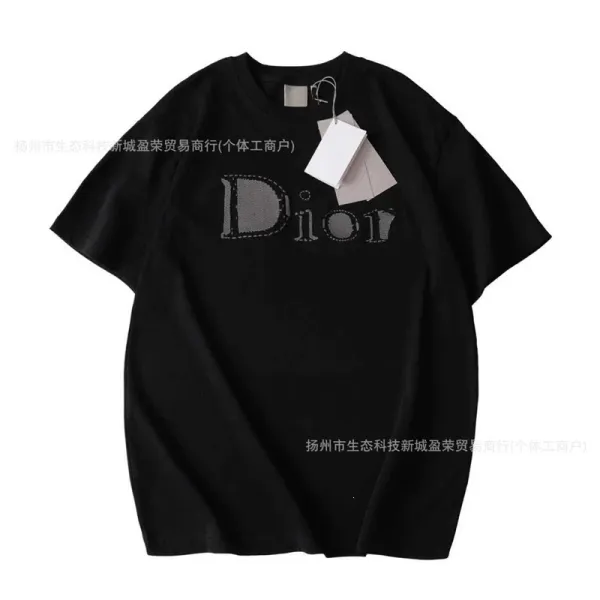 Dior Oblique Logo Embroidered Black T-Shirt - 1