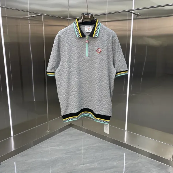 Casablanca Casa Blanca Checkerboard Polo Olive Green Tops.polo - 11