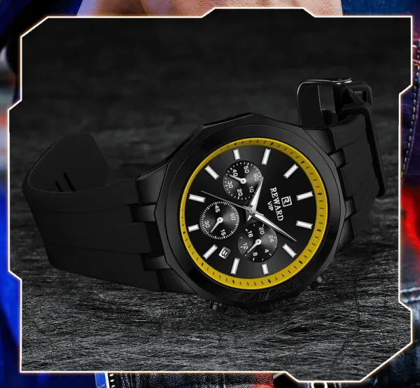 Design Reward VIP Chronograph Blue Silicone Strap Watch Watches - 20