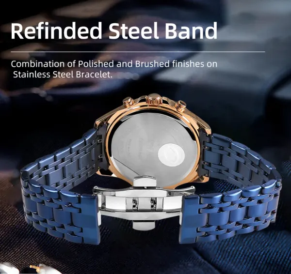 Design Reward VIP Chronograph Black and Blue Steel Watch Watches - 10