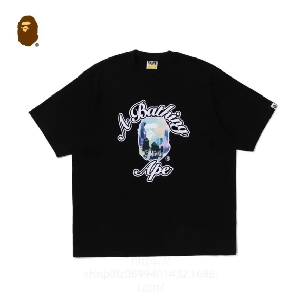 A Bathing Ape Multicolor Graphic Print Black T-Shirt - 1