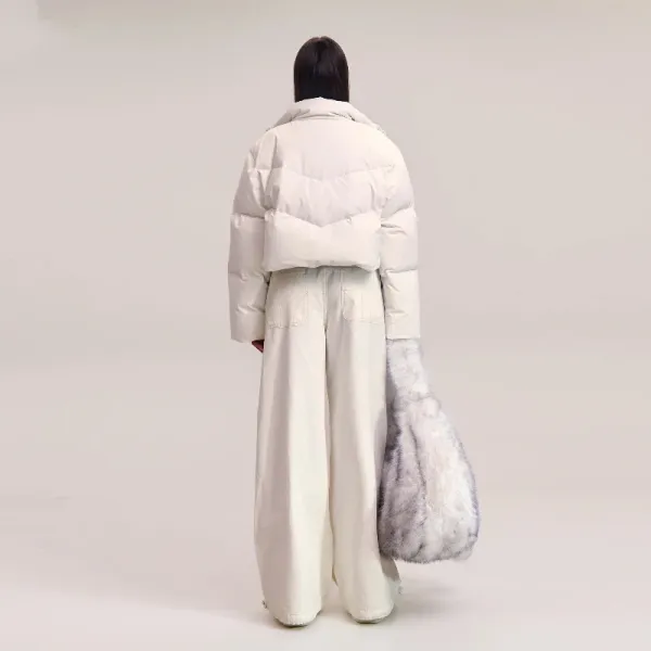Design Cropped Puffer Jacket Beige Outerwear - 11