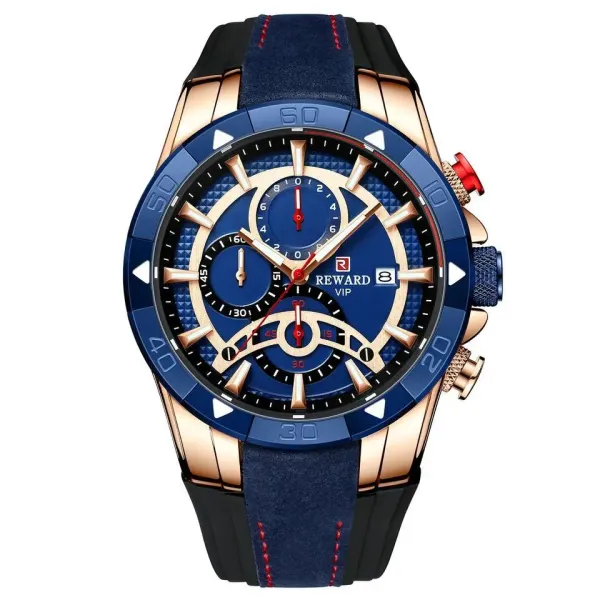 Design Reward VIP Chronograph Blue Rose Gold Watch Watches - 1