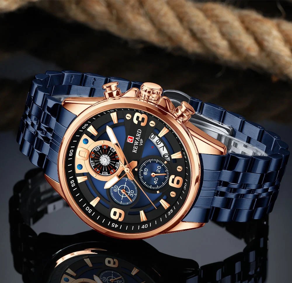 Design Reward VIP Chronograph Stainless Steel Black Dial Watch Watches - 19