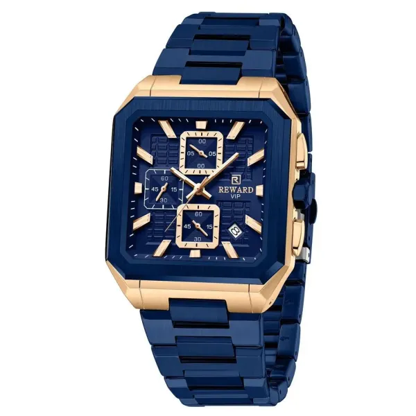 Design Reward VIP Chronograph Navy Blue and Gold Watch Watches - 1