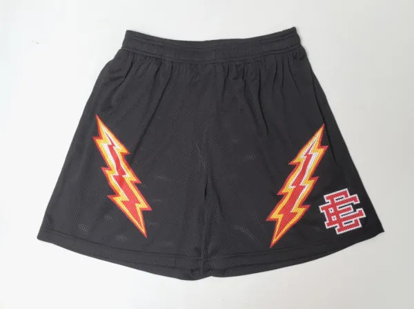 Design Lightning Bolt Mesh Shorts Black - 1