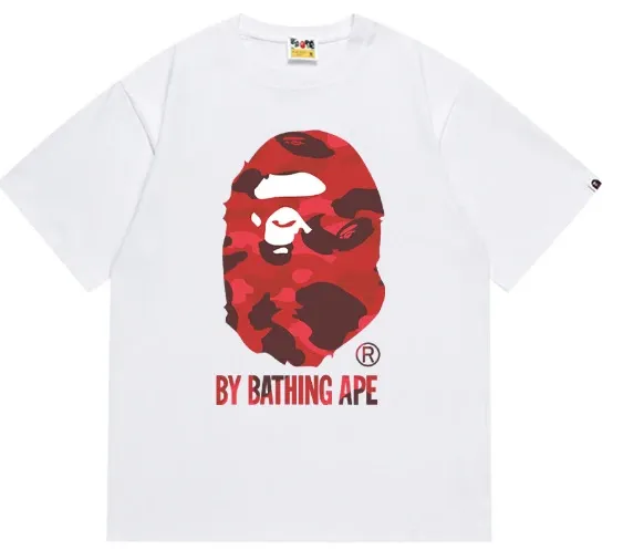 A Bathing Ape Red Camo Big Ape Head T-Shirt - 47