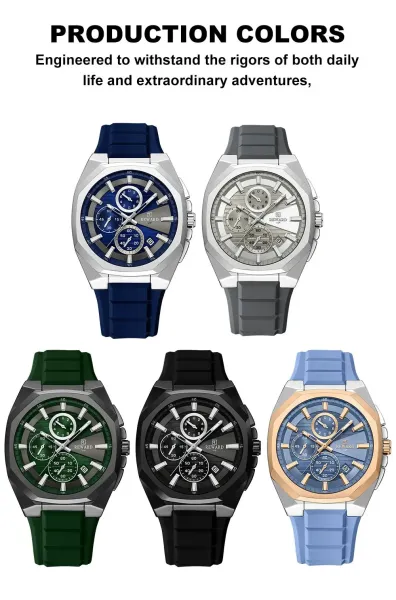 Design Reward VIP Chronograph Blue Silicone Strap Watch Watches - 12