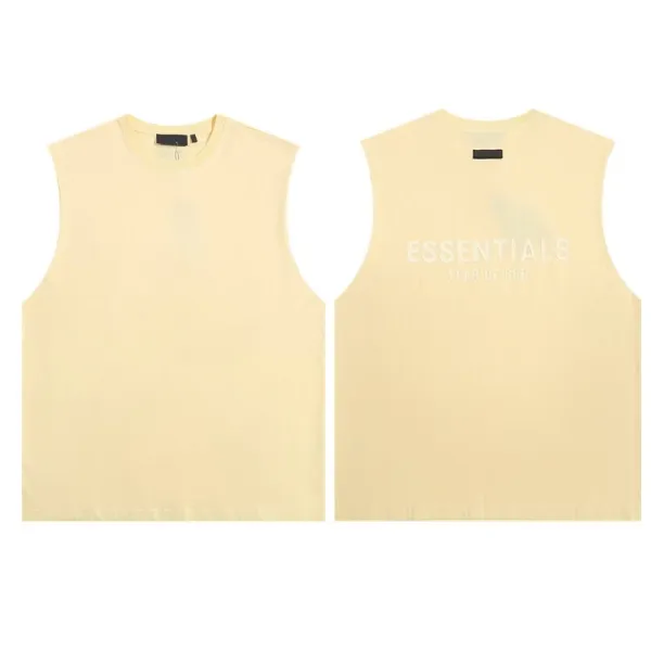 Fear of God Essentials Logo Print Sleeveless Top Pale Yellow Vest Top - 1
