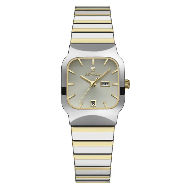 Design Reward Square Dual-Tone Silver and Gold Quartz Watch Watches - 1