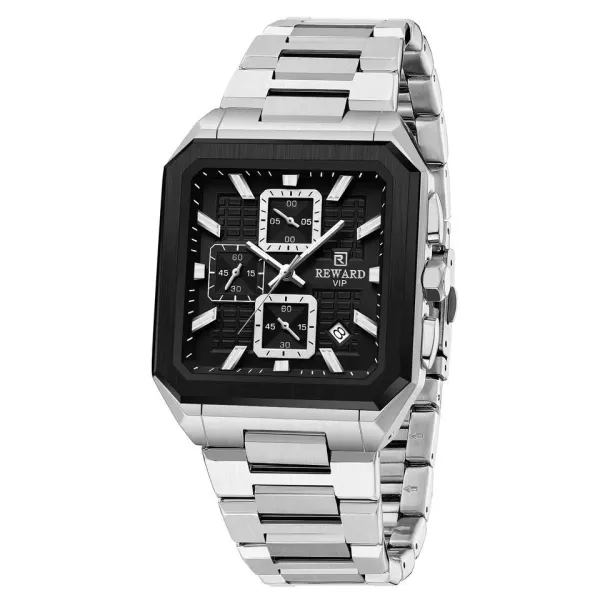 Design Reward VIP Chronograph Black Dial Silver Stainless Steel Watch Watches - 1