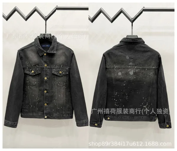 Design Riveted Denim Jacket Black Streetwear - 19